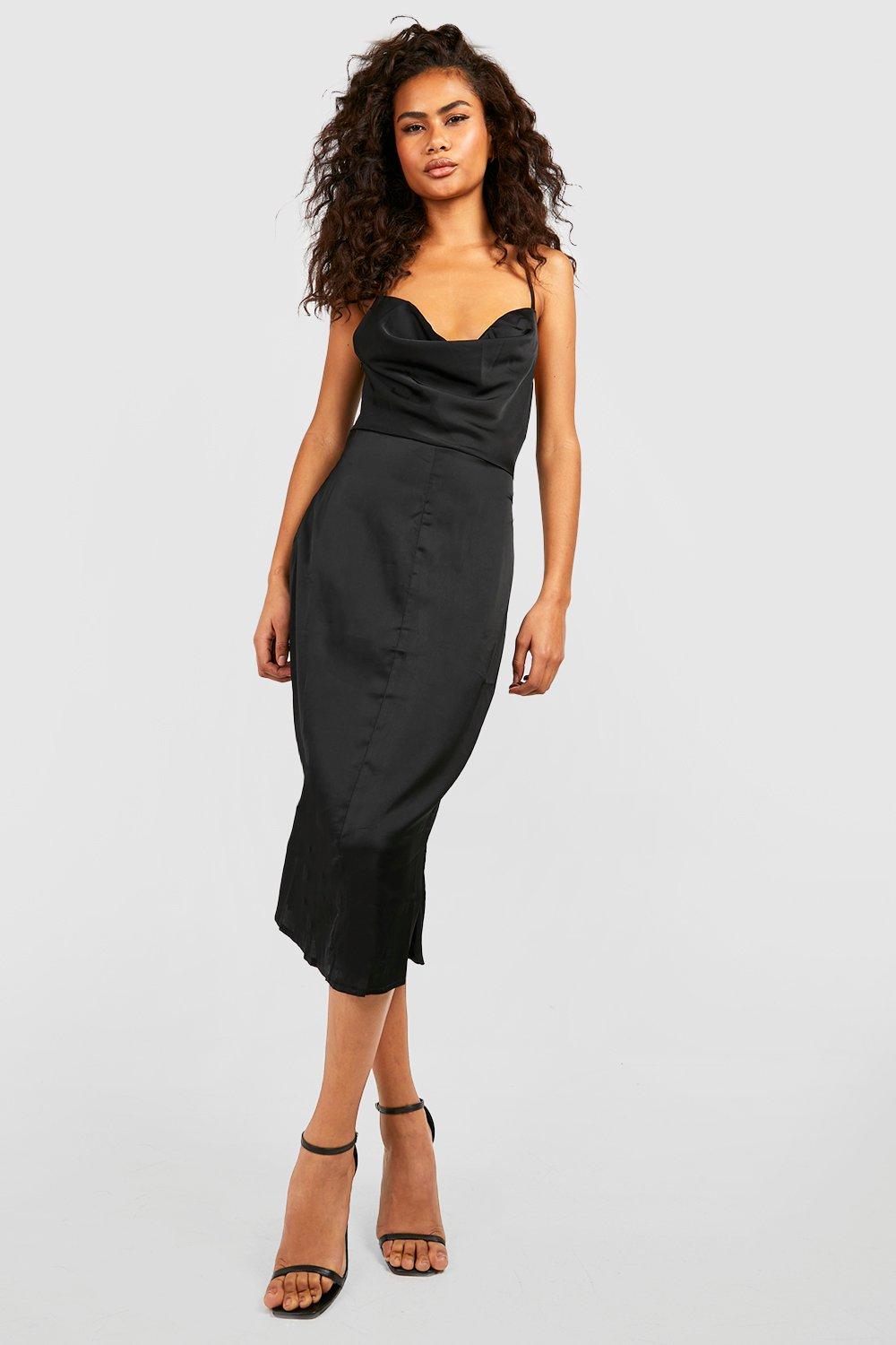 cowl black dress