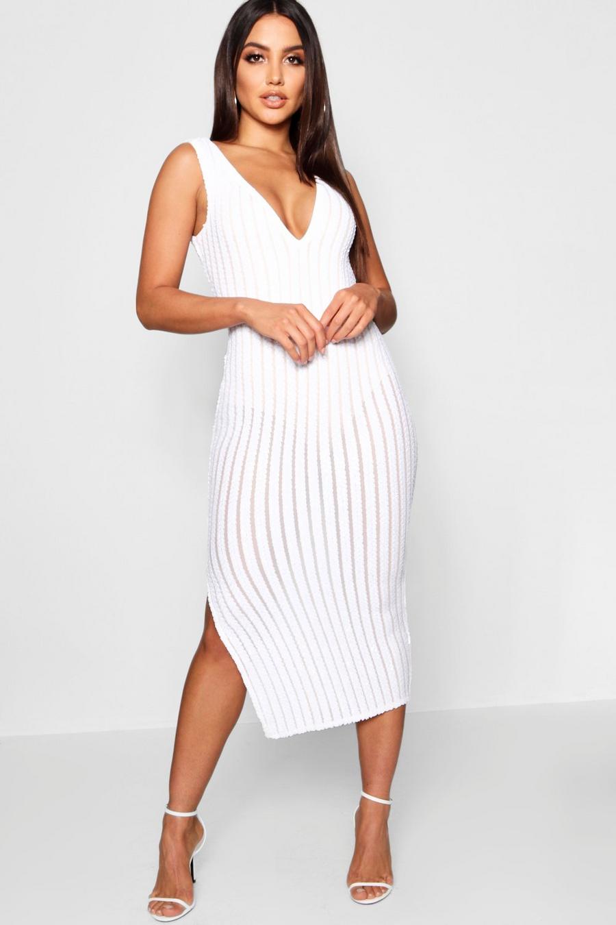 Sequin Stripe Midi Dress with Bodysuit | boohoo