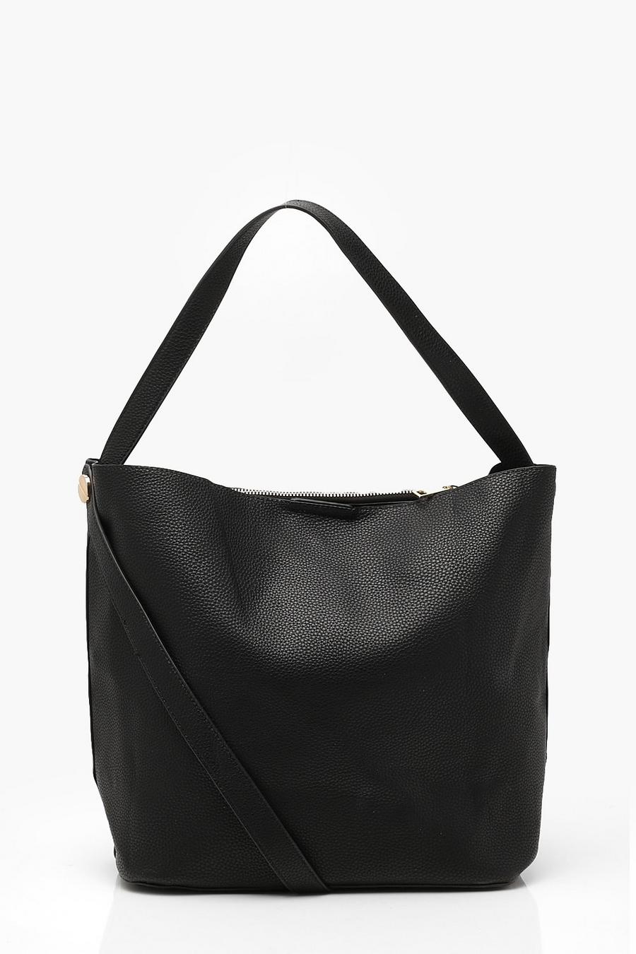 Black Crossbody Bucket Bag