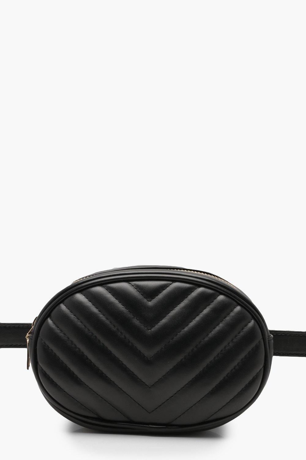 black quilted belt bag