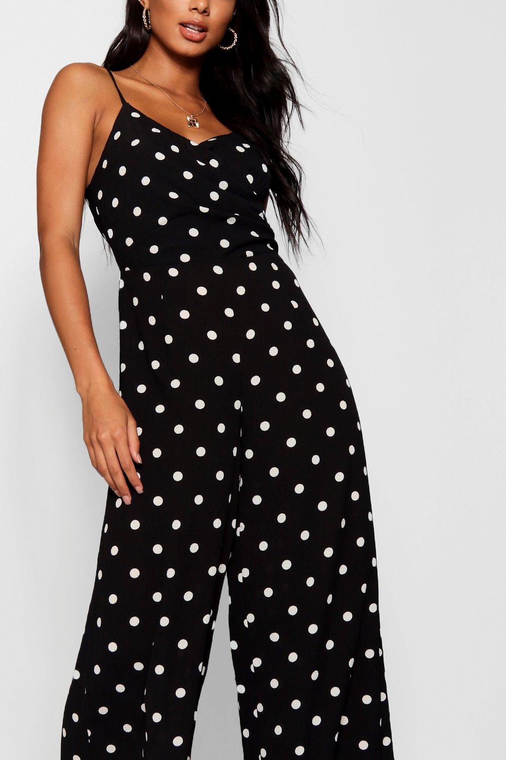 Boohoo polka hot sale dot jumpsuit