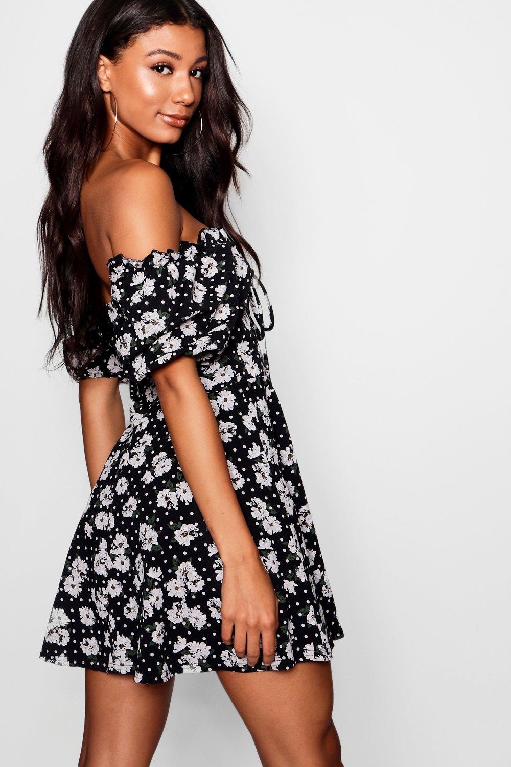 Floral lace skater dress hotsell