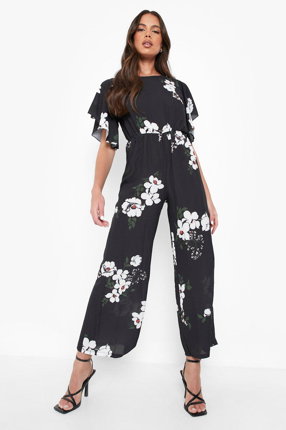 Veroorloven Blijven Gasvormig Bloemenprint Jumpsuit Met Engelenmouwen | boohoo