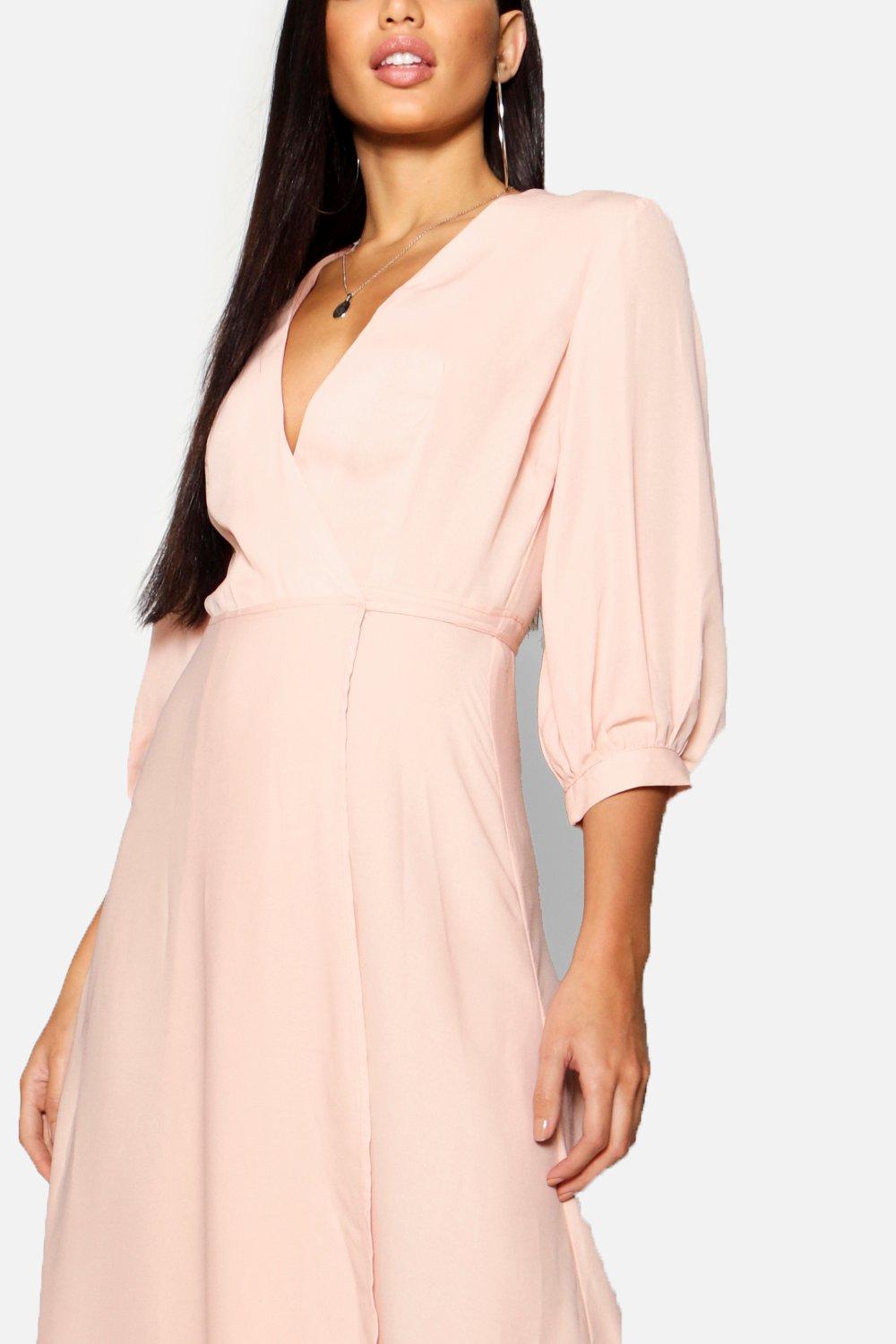 blouson sleeve maxi dress