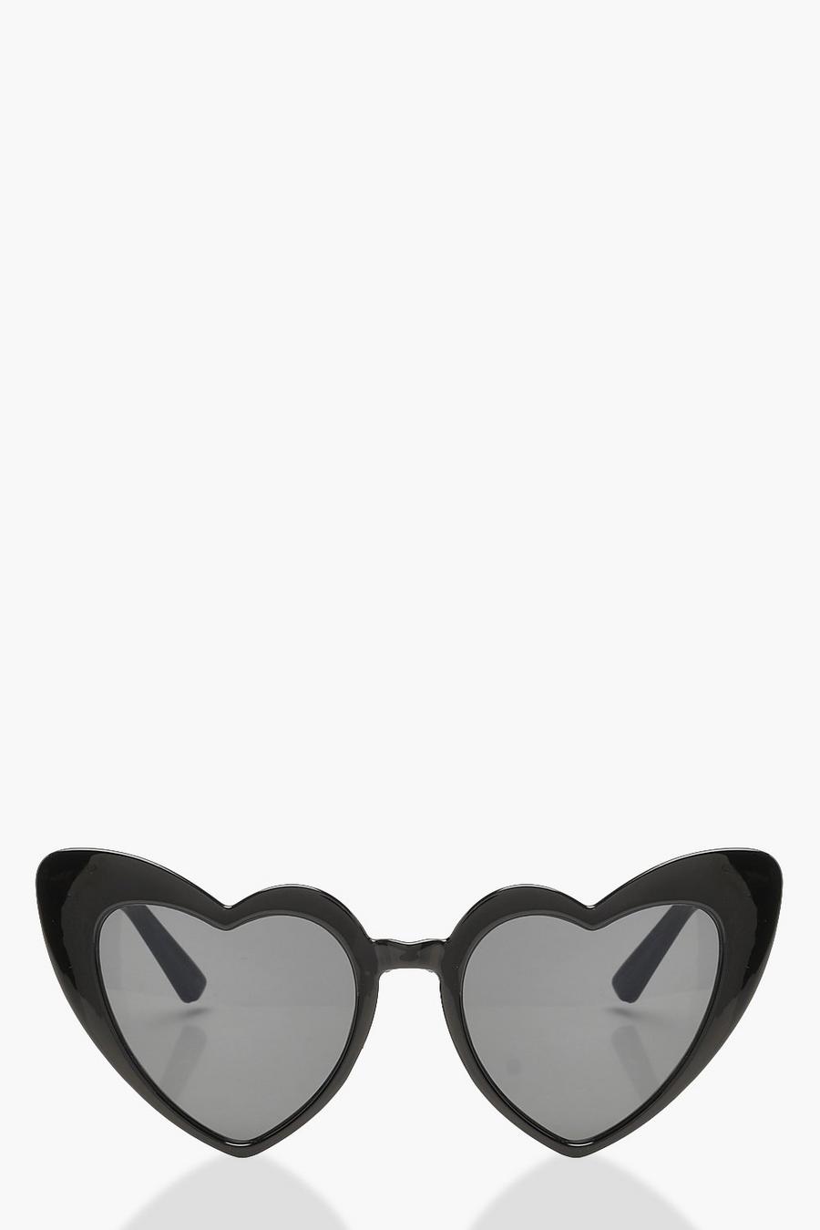 Zwart Oversized Hartvormige Cat Eye Zonnebril image number 1