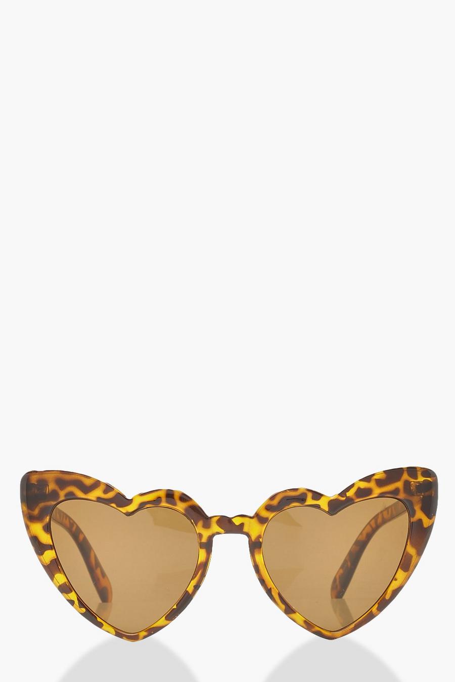 Brown Oversized Heart Cat Eye Sunglasses image number 1