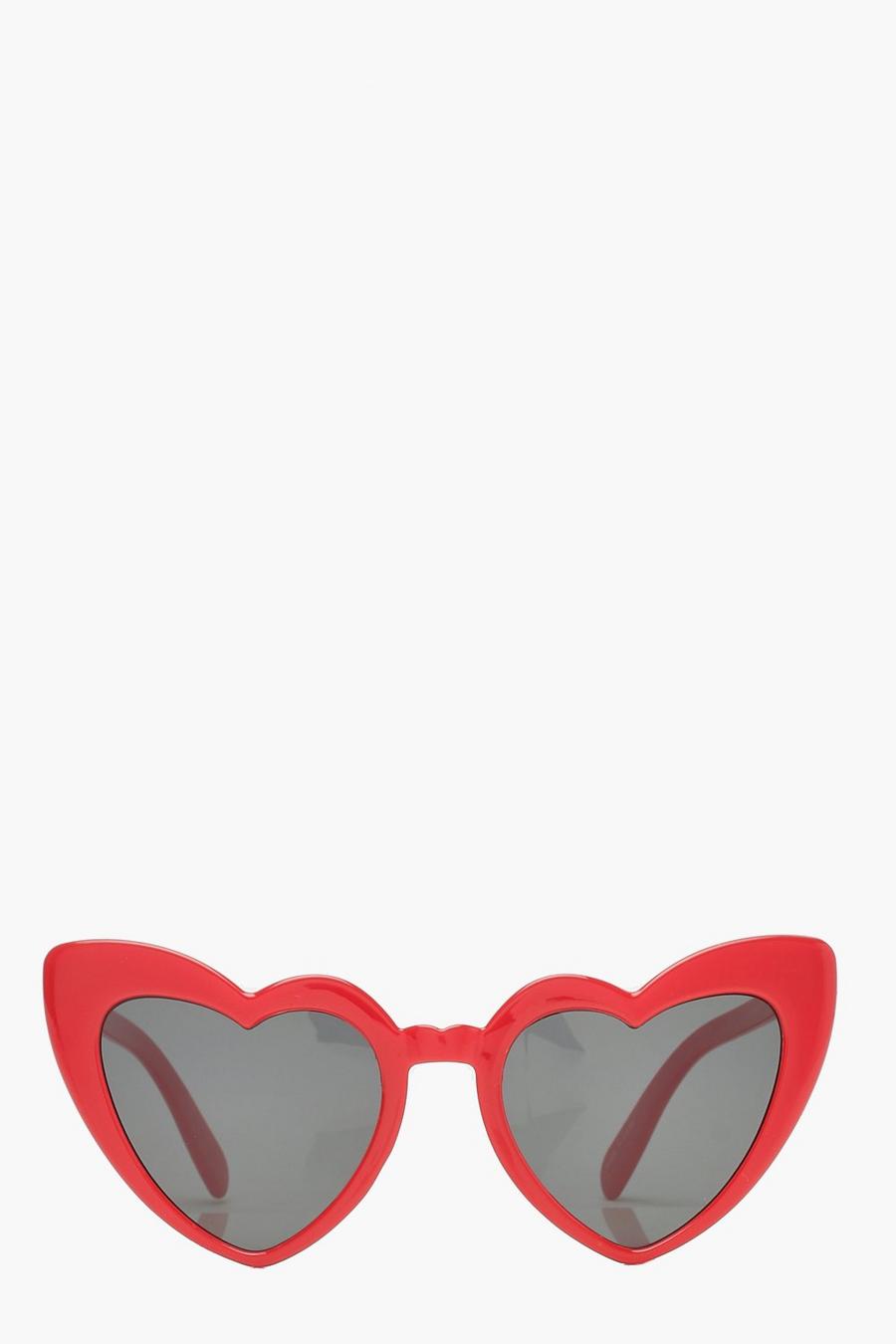 Red Stora solglasögon med hjärtformade cat eye-bågar image number 1