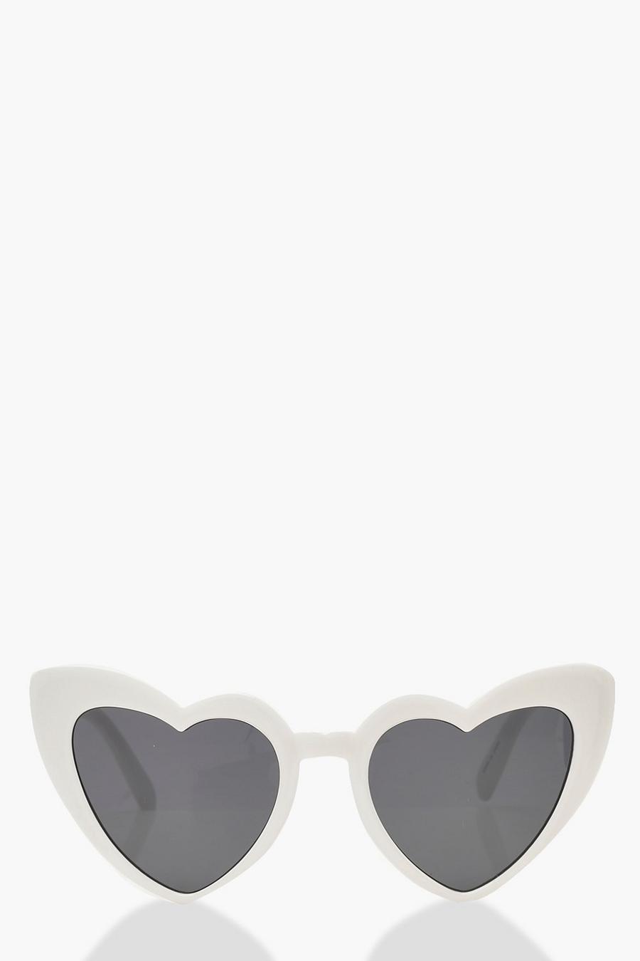 Übergrosse Herz-Sonnenbrille mit Katzenaugenfassung, White image number 1