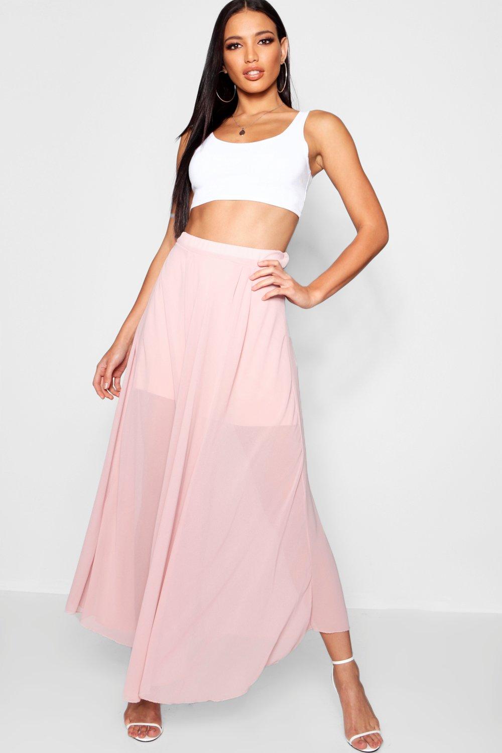 Pleated Chiffon Maxi Skirt | boohoo