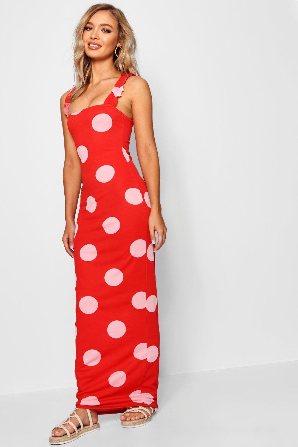 red jersey maxi dress