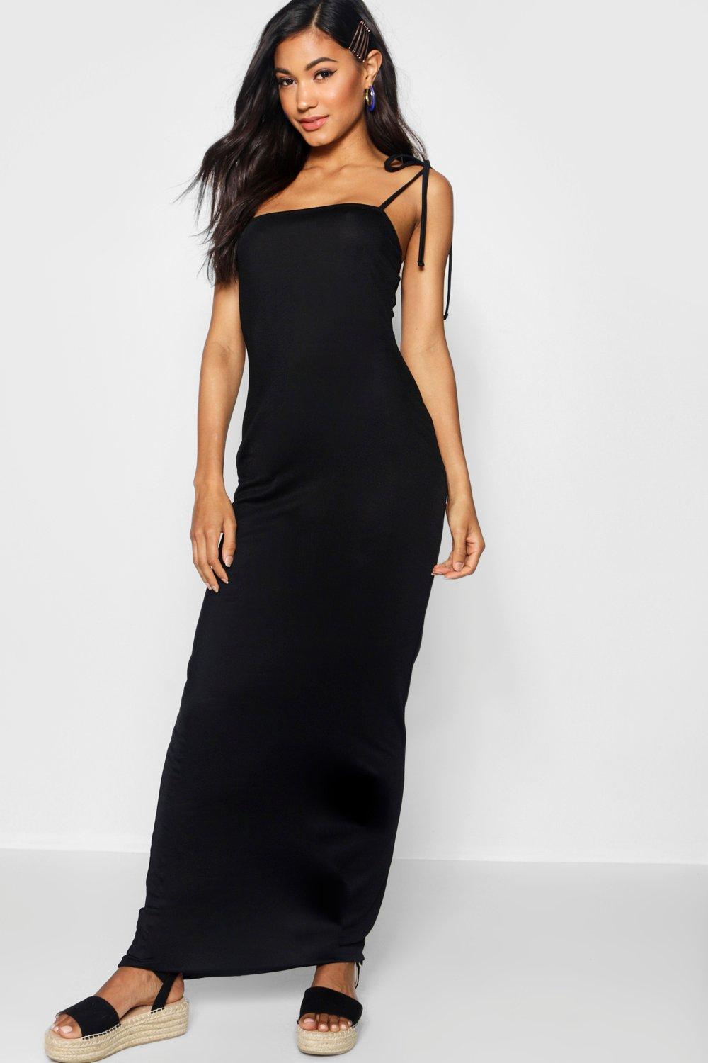 Tie Shoulder Jersey Maxi Dress | boohoo 