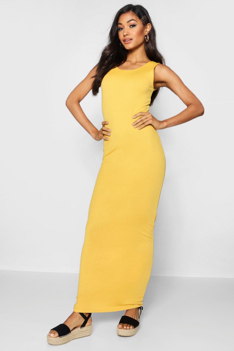 Mustard Basic Scoop Front Jersey Maxi Dress image number 1