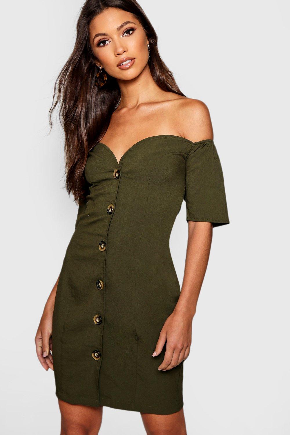 button front mini dress