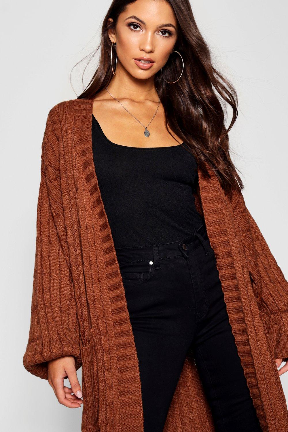 brown midi cardigan