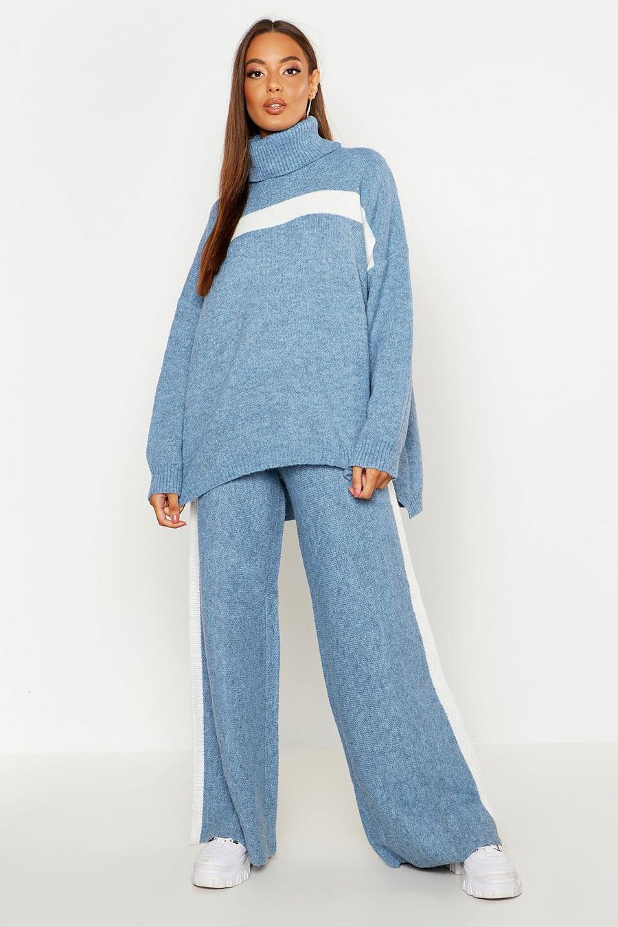 Dusty blue Premium Knitted Sports Athleisure Set image number 1