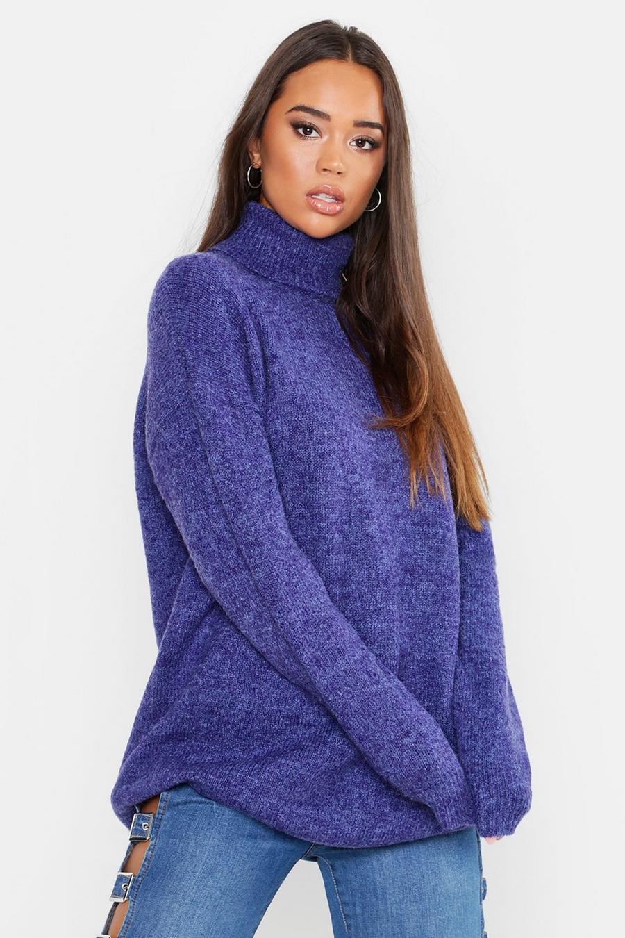 Denim-blue Oversized Turtleneck Sweater image number 1