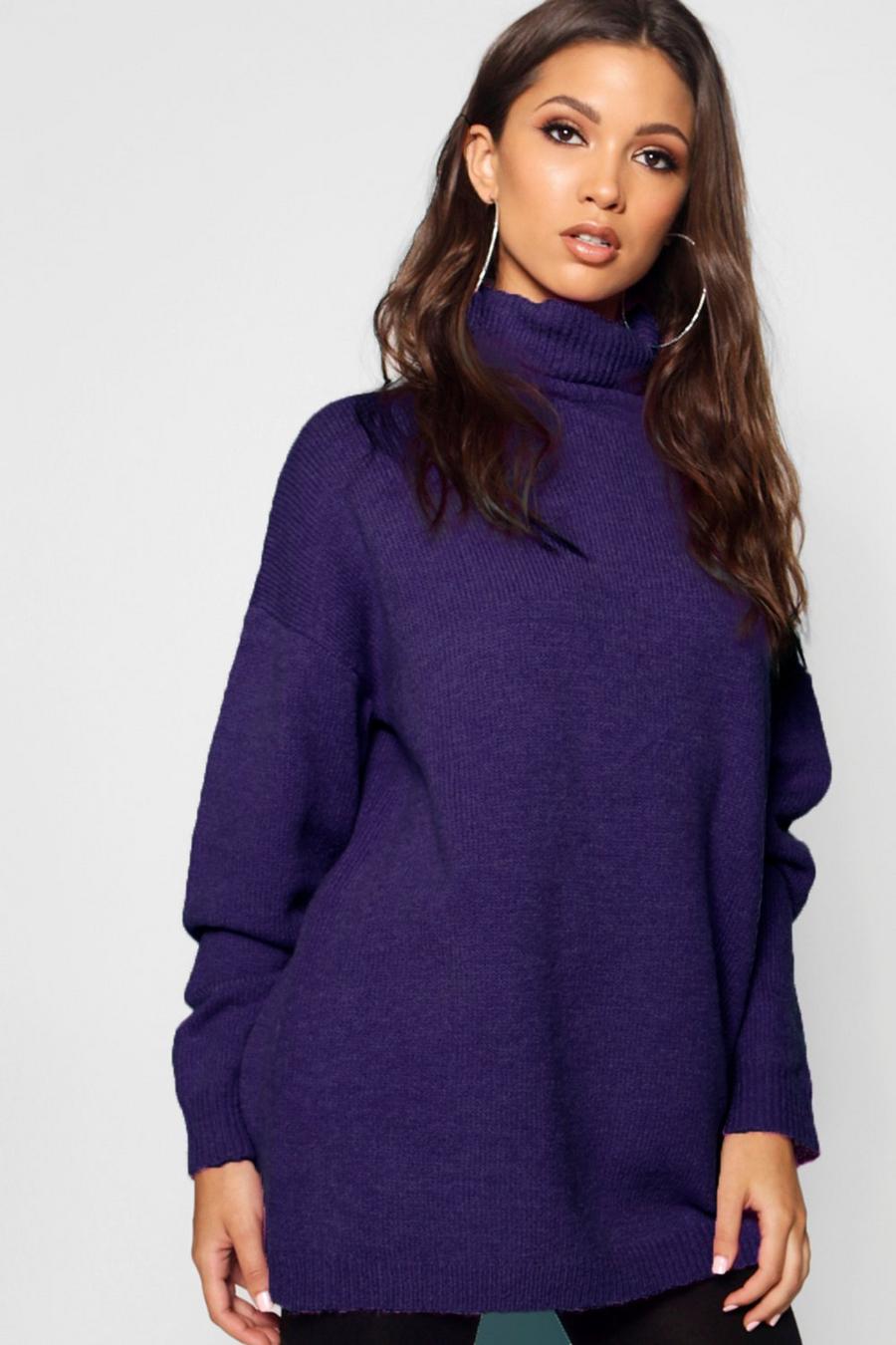 Purple Oversized Turtleneck Sweater image number 1