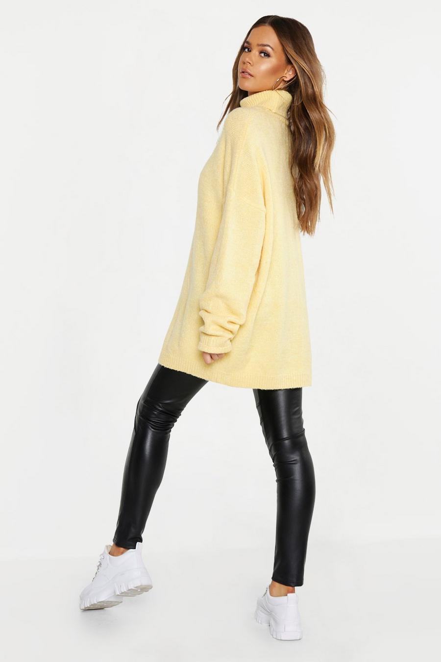 Yellow Oversized Roll Neck Jumper image number 1
