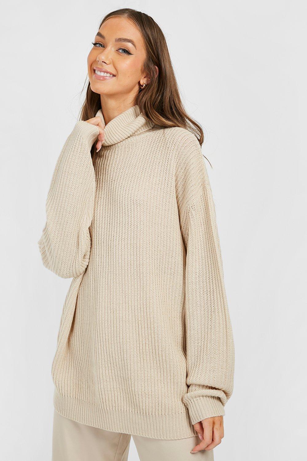 Womens oversized discount polo neck jumper