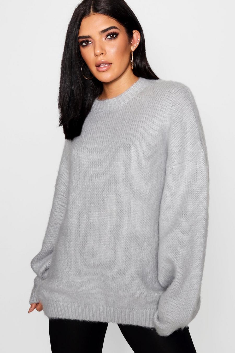 Oversized Balloon Sleeve Fluffy Knit Jumper image number 1