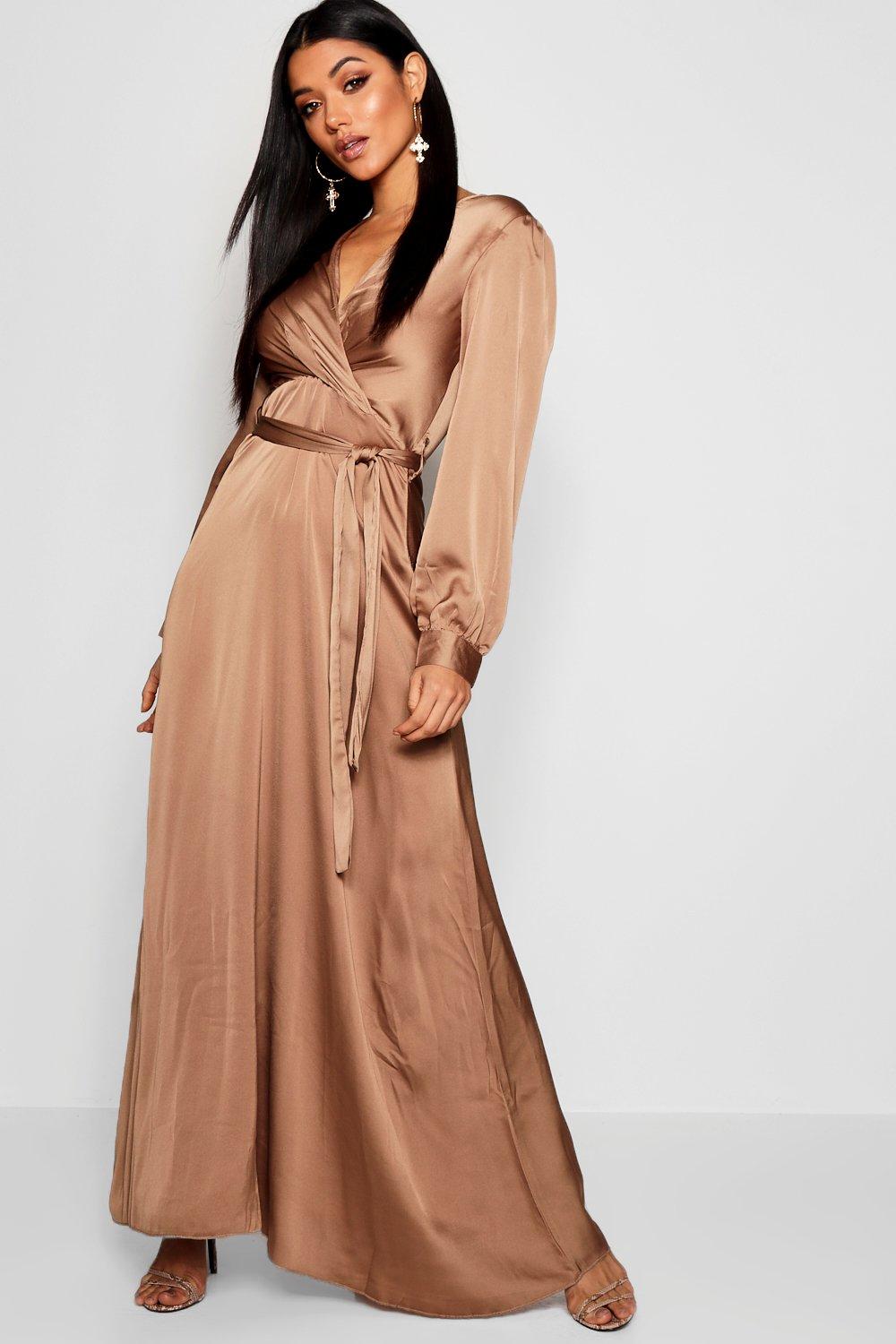 satin wrap maxi dress