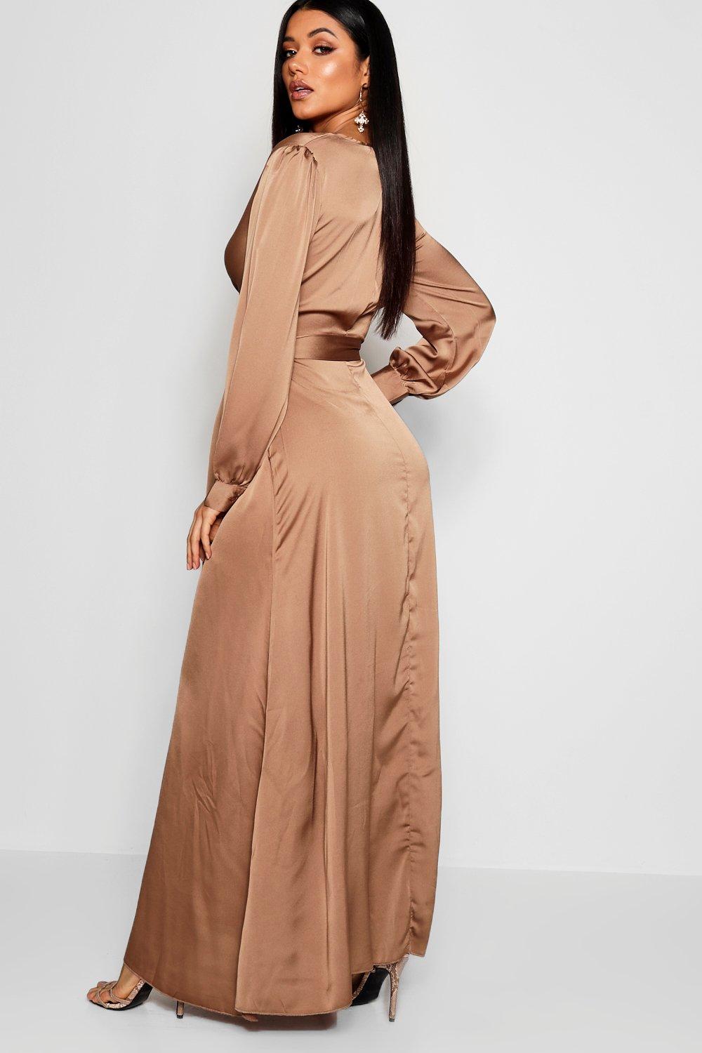 boohoo satin belted wrap dress