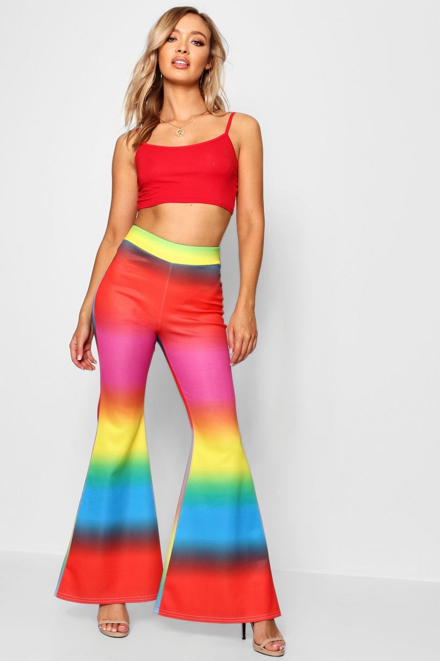 Pantalones acampanados a rayas arco iris