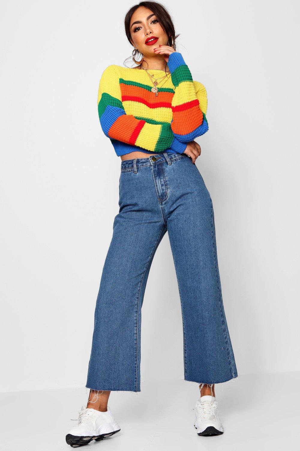 high waisted straight leg cropped jeans