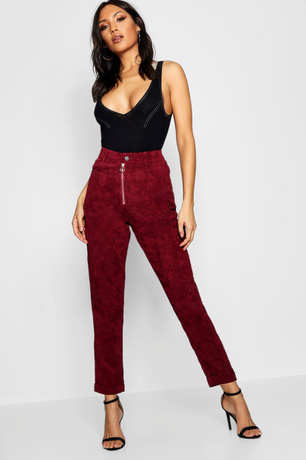 High Rise Jumbo Cord Mom Jeans | boohoo