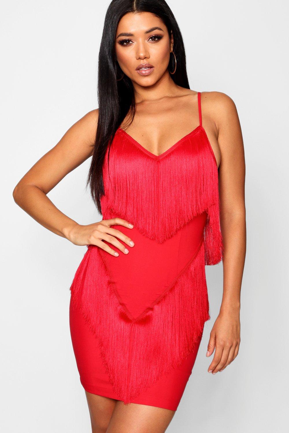 red tassel mini dress