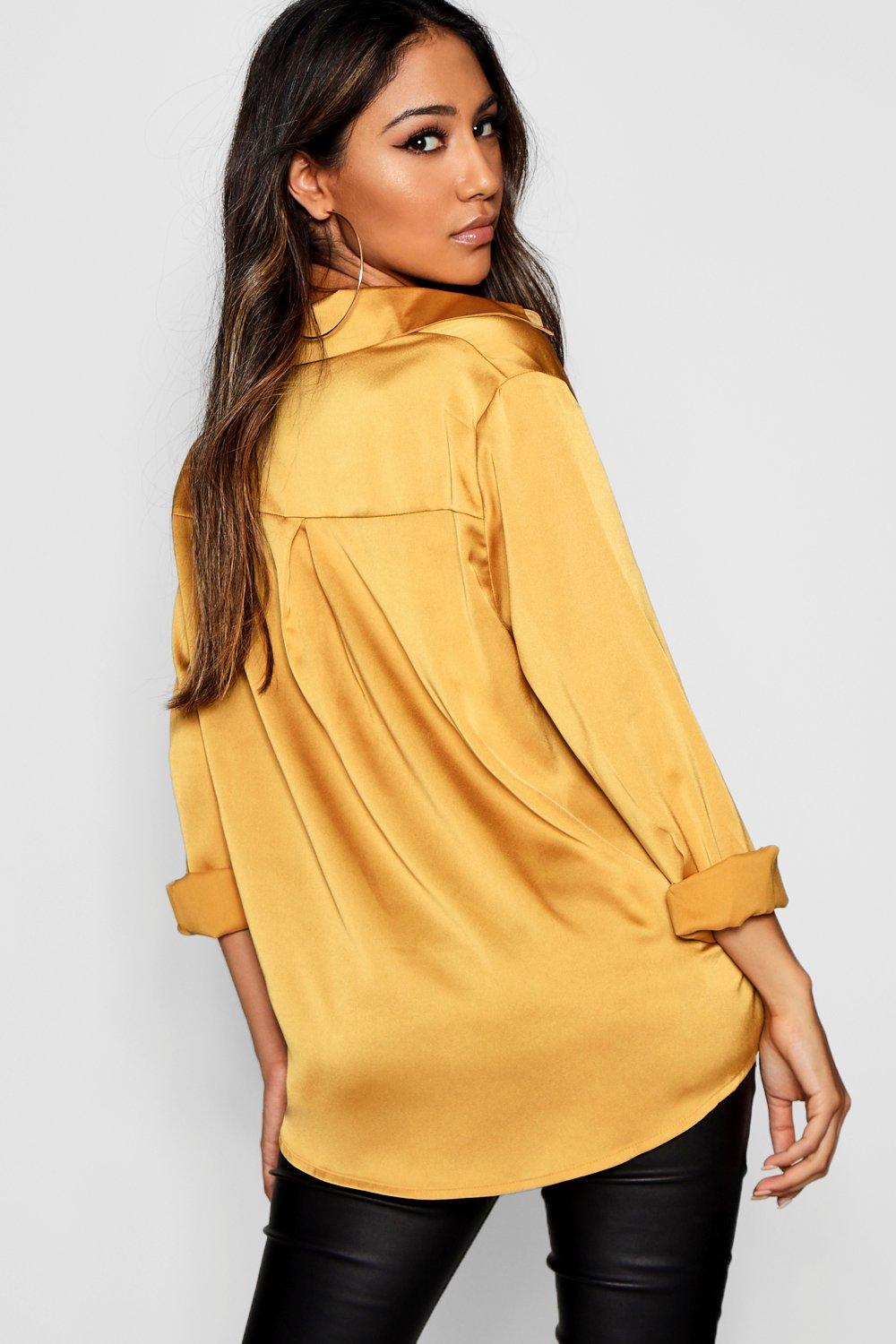 Satin Oversized Long Sleeve Shirt