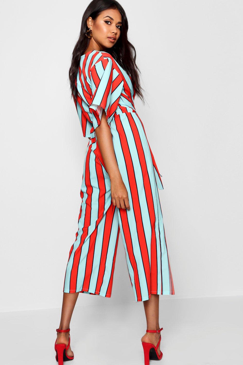 Striped tie store front jumpsuit