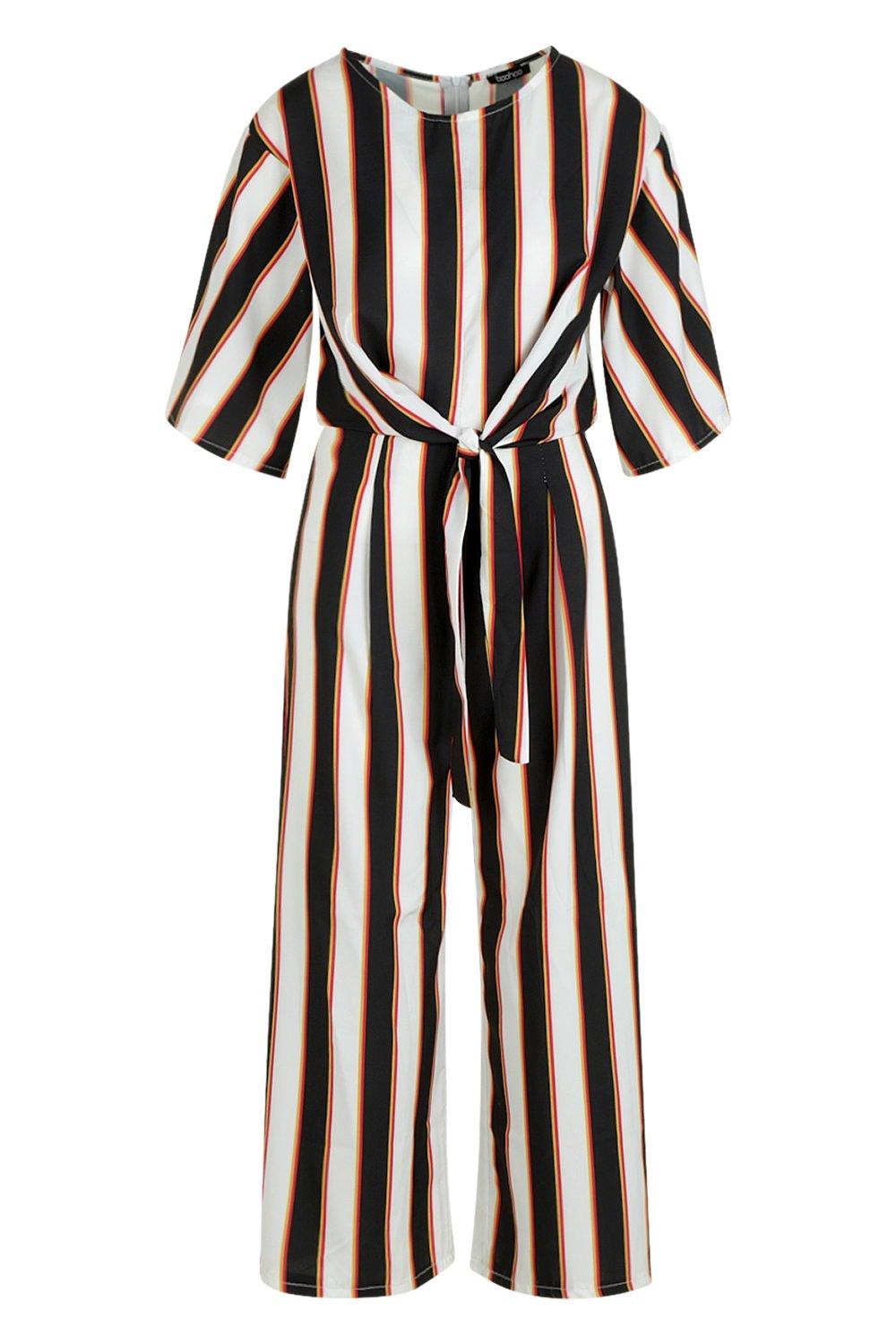 Striped tie best sale front jumpsuit