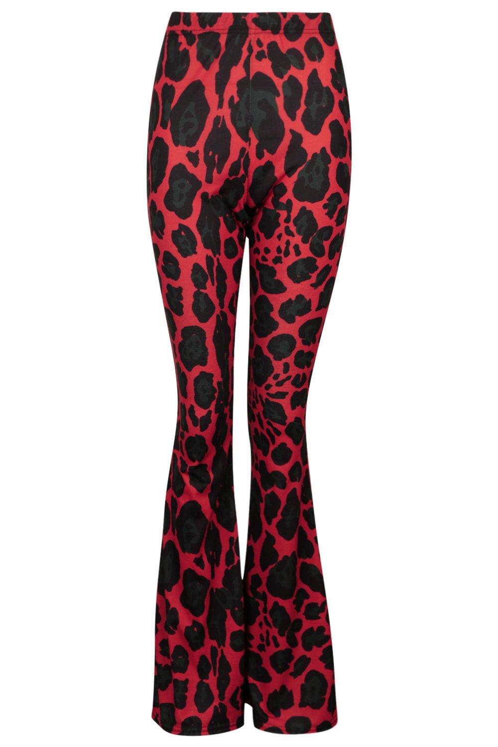 red leopard print flares