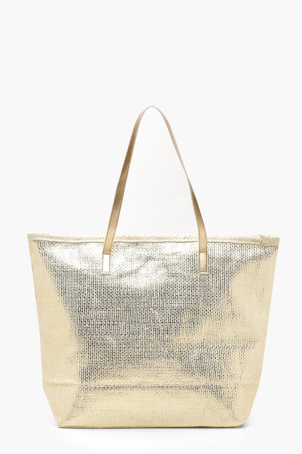 gold metallic beach bag