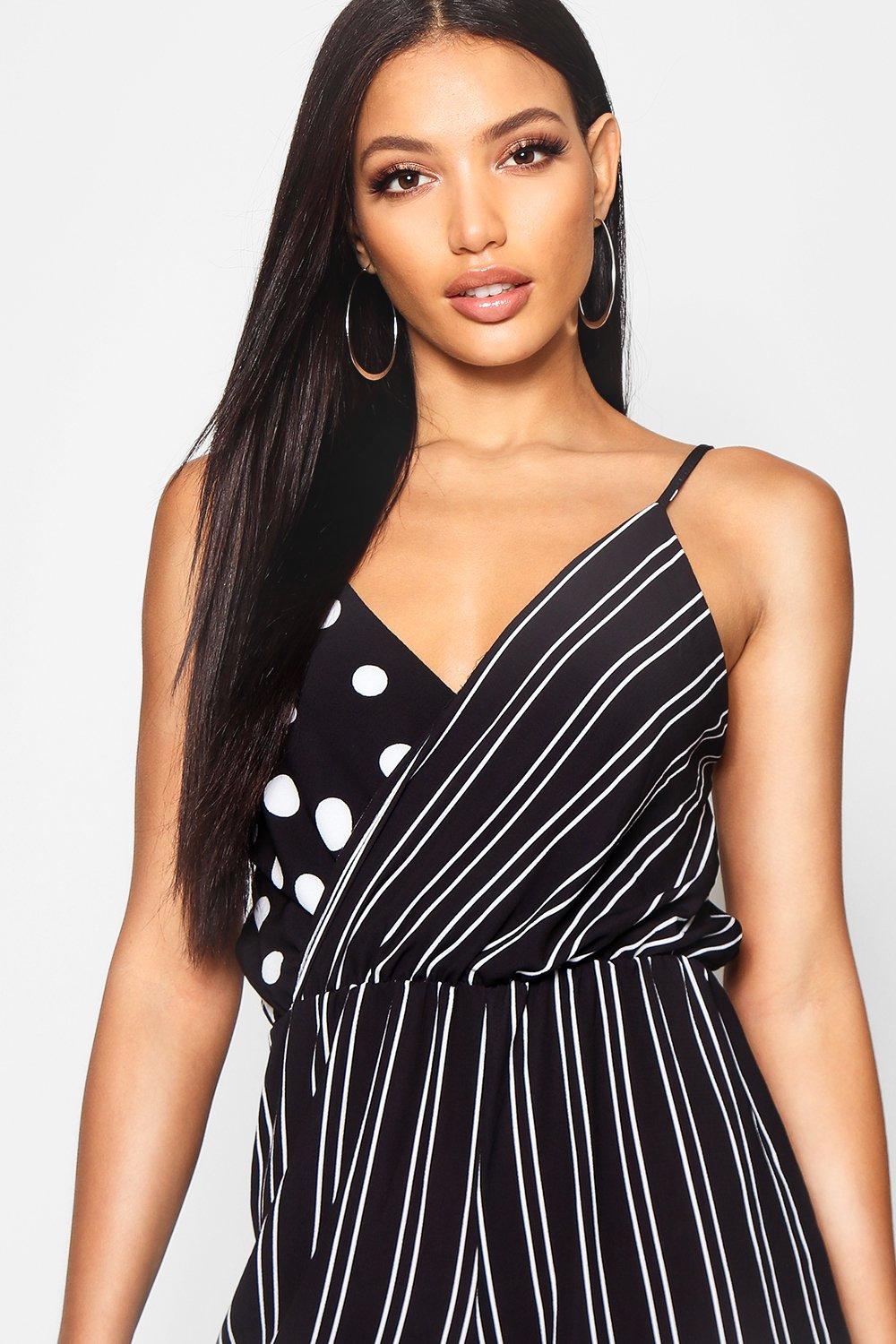 Polka dot store and stripe jumpsuit