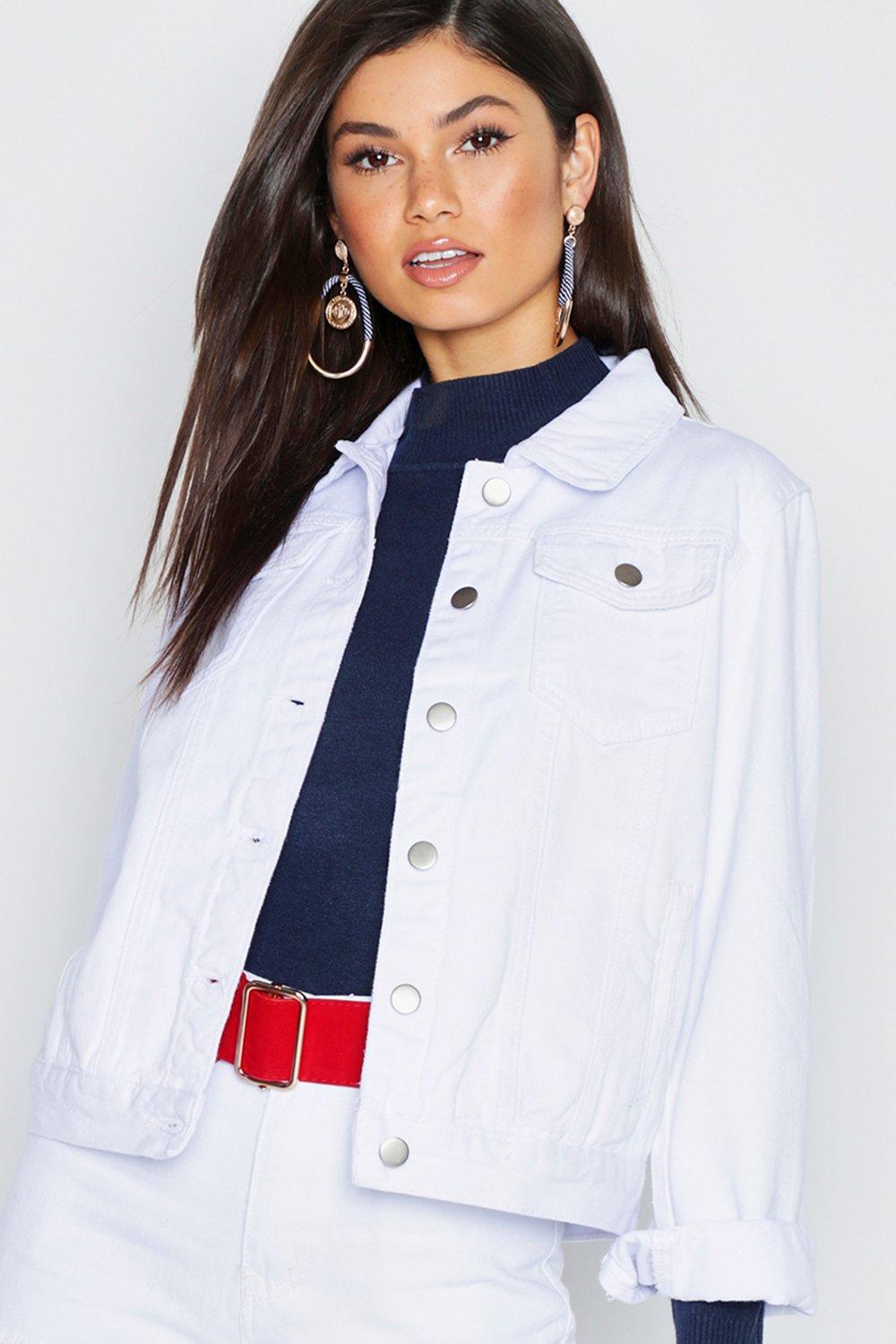 white short sleeve jean jacket