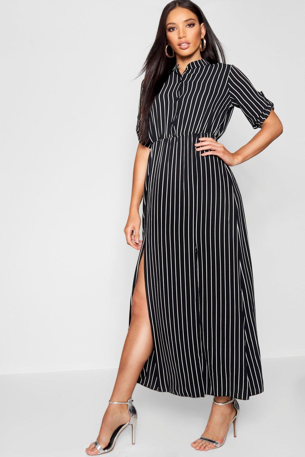 maxi striped shirt dress