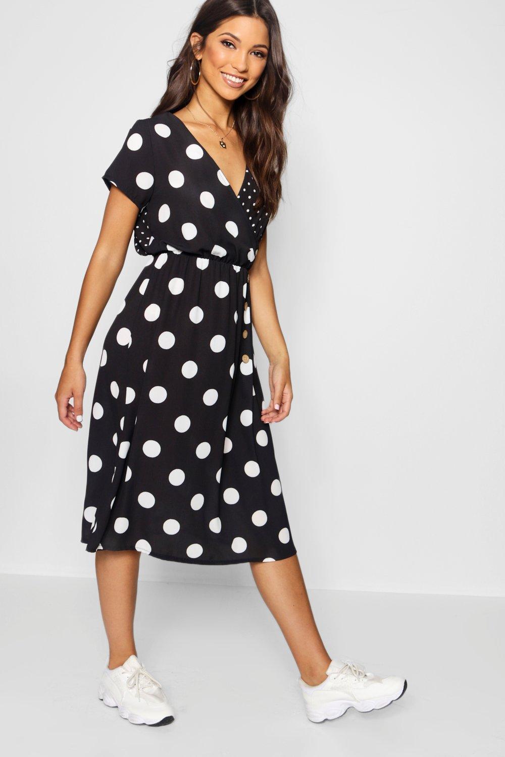 polka dot button dress