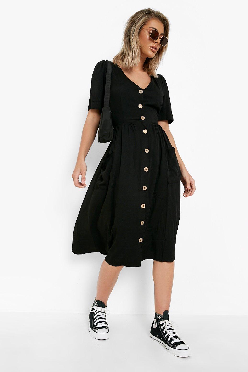 Dress with outlet front pockets