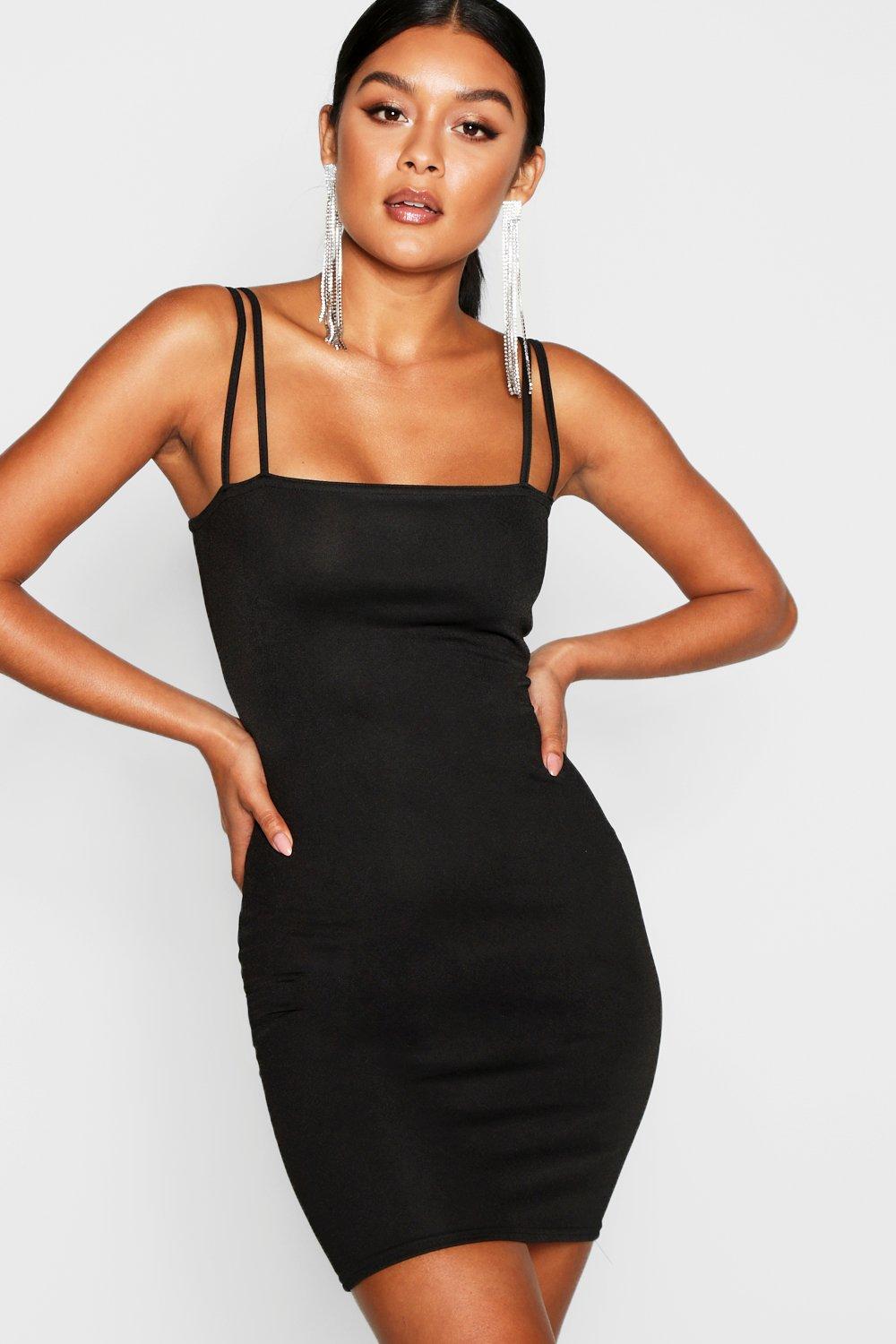 boohoo black strappy dress