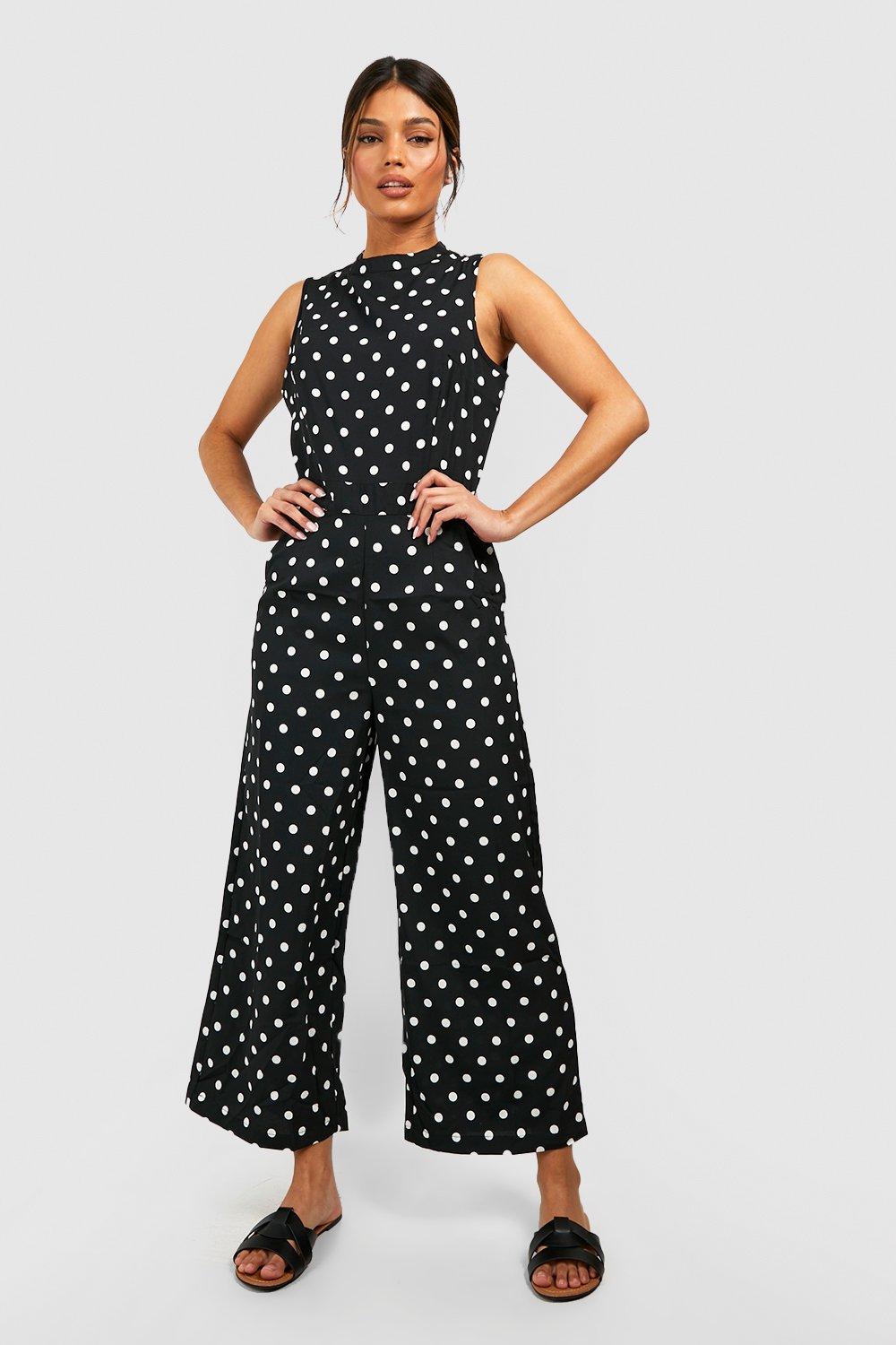 boohoo green polka dot jumpsuit