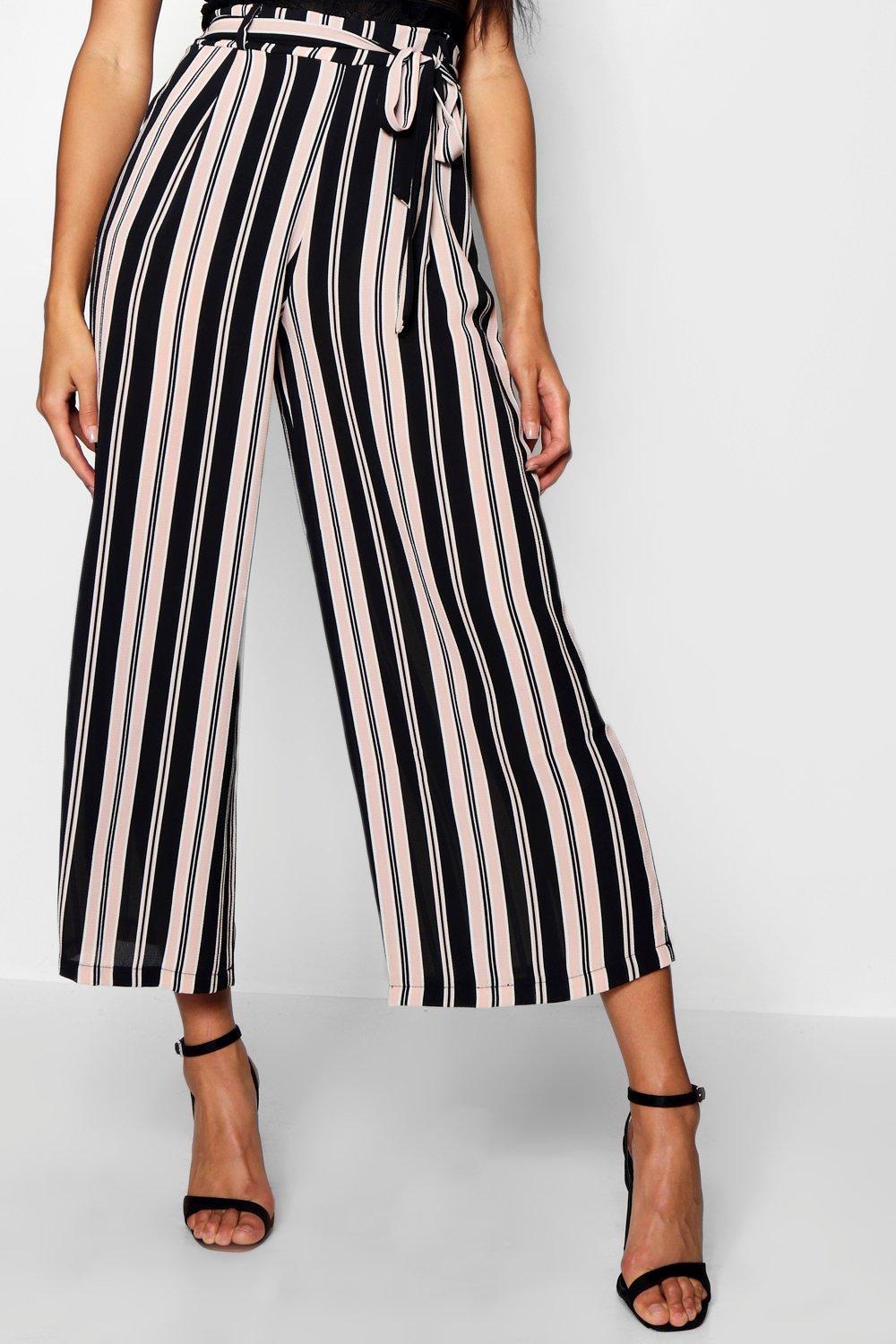 Paige Woven Stripe Crop Wide Leg Trouser