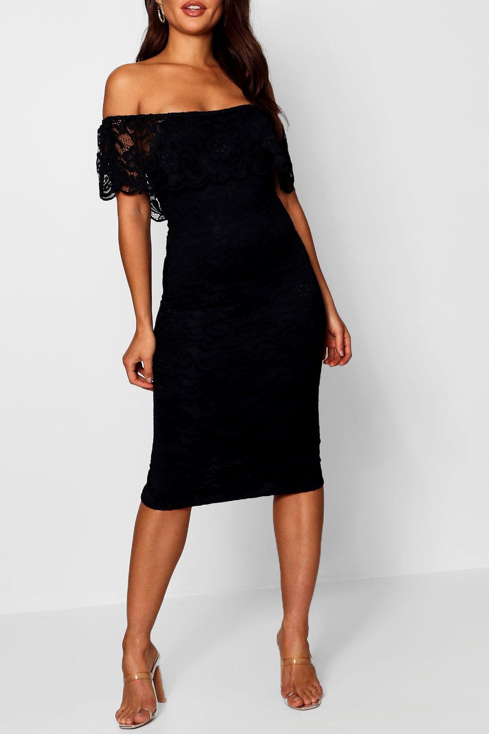 Boohoo black bardot on sale dress