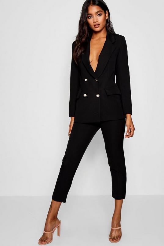 Women's Military Button Detail Tapered Trouser | Boohoo UK
