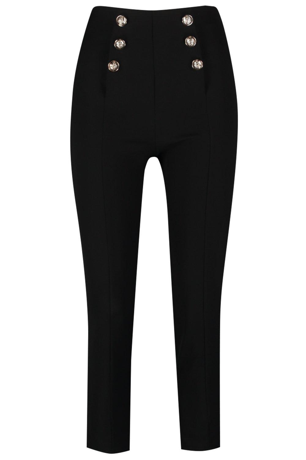 military button trousers womens