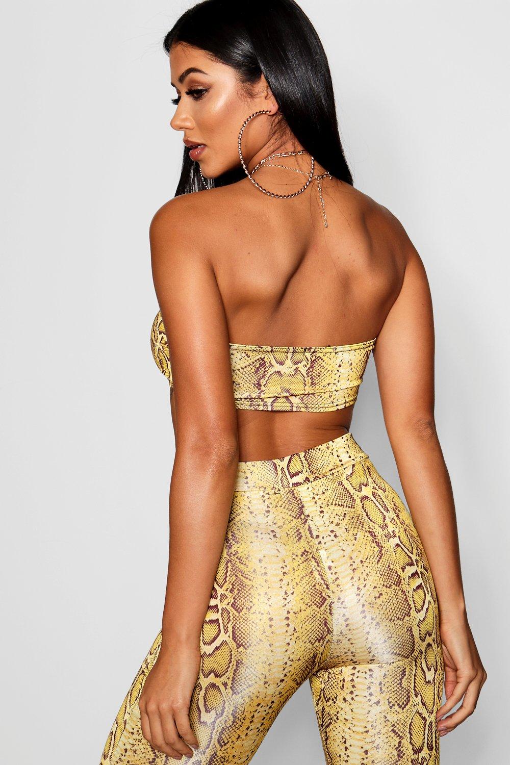 Snake Print Slinky Tube Top Yellow 20 boohoo CA