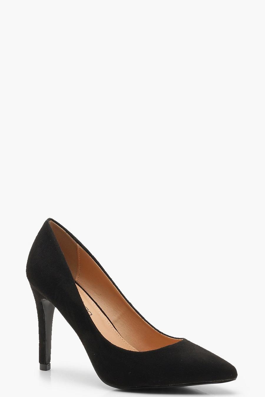 Black Extra Wide Fit Pointed Court Shoes image number 1