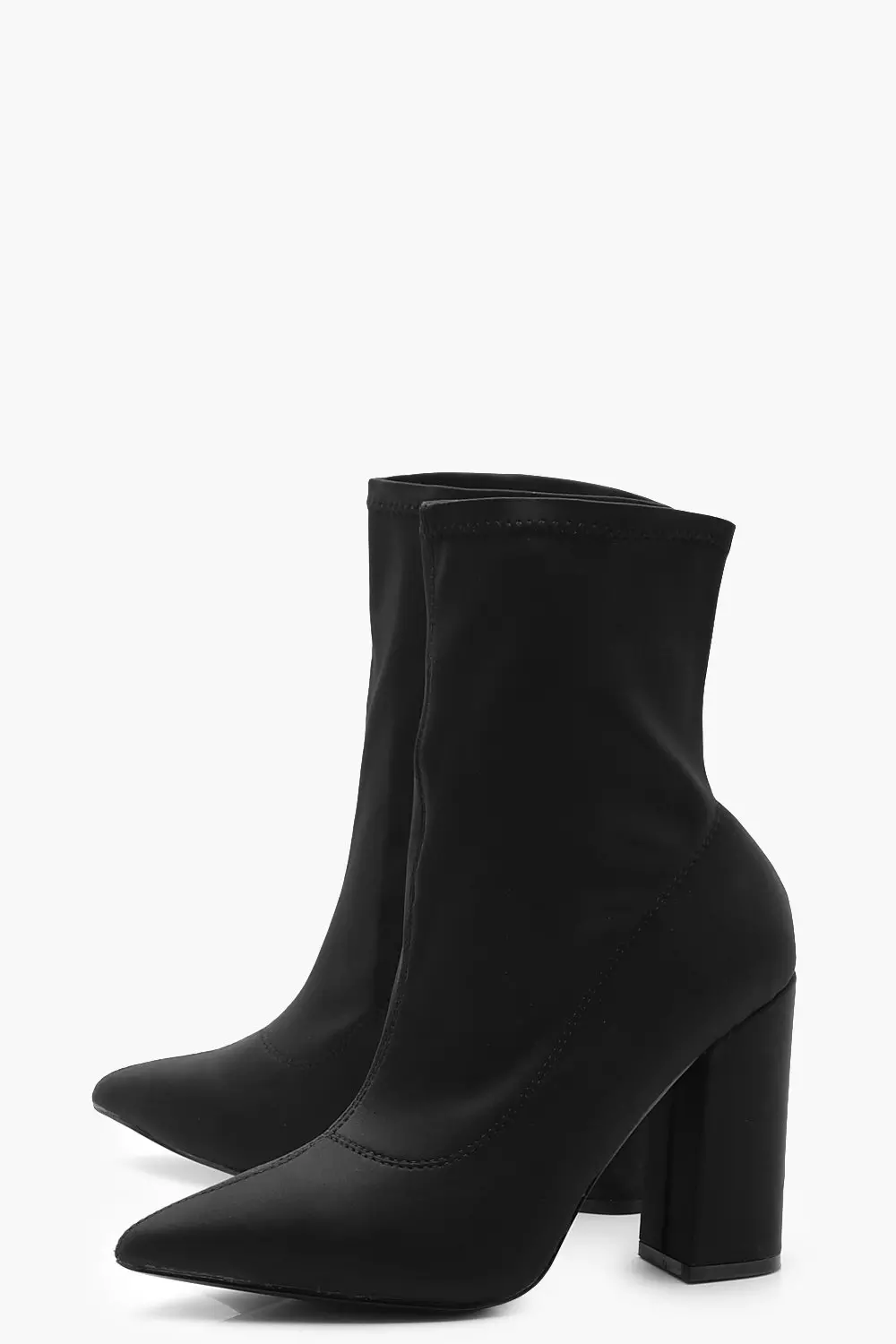 Black Wide Fit Block Heel Sock Boots alternative image
