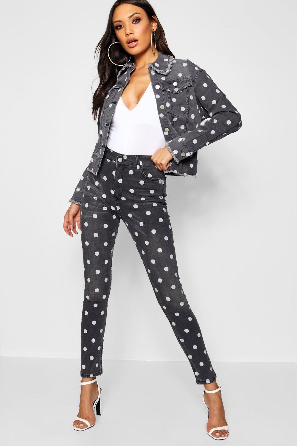 polka dot skinny trousers